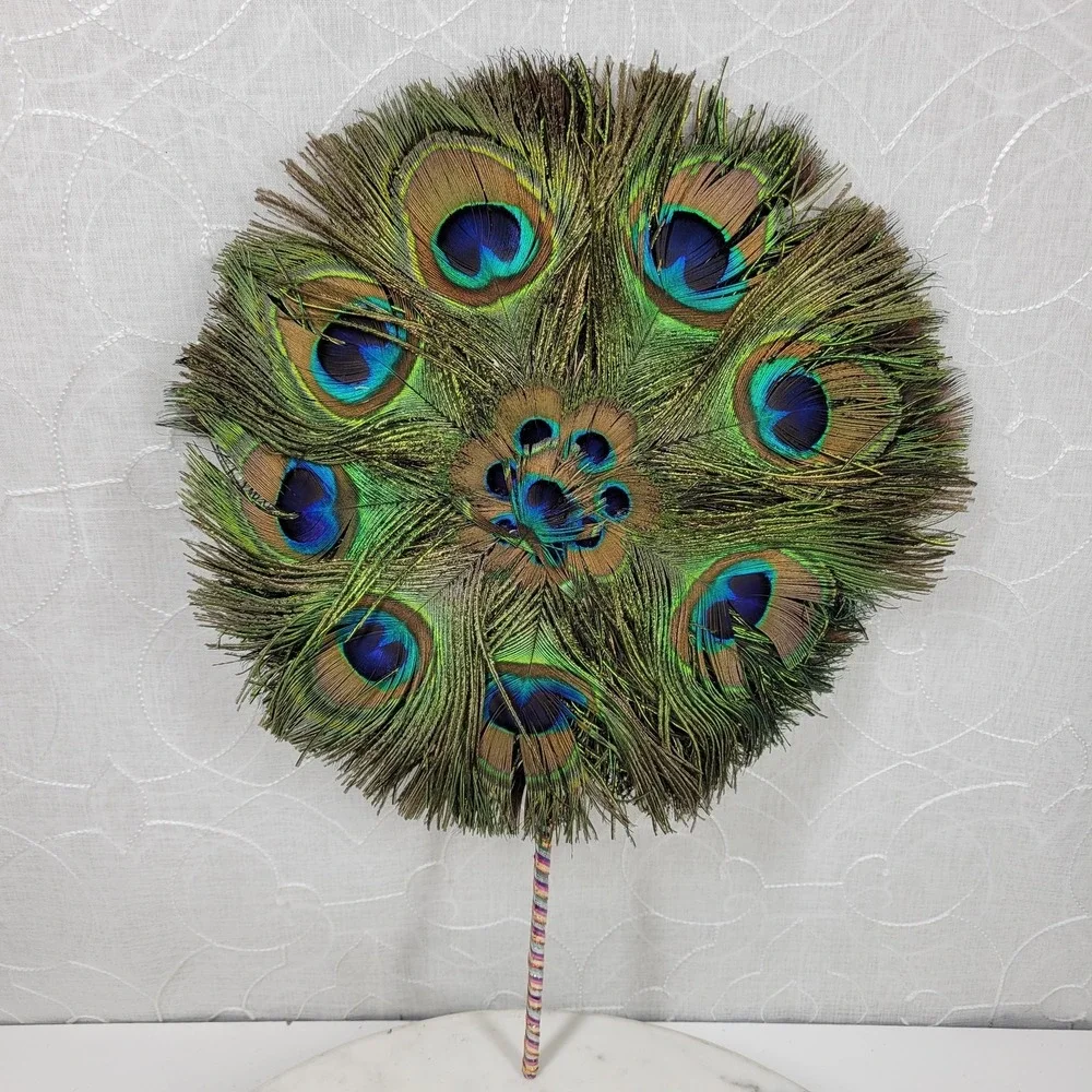 Vintage Peacock Feather Fan 12